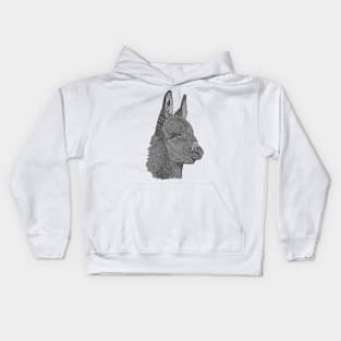 Cute donkey pencil drawing monochrome realist art Kids Hoodie